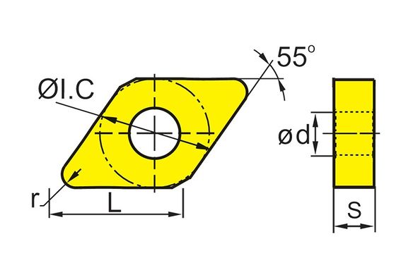Hochleistungspräzisions-Ground DCMT CNC-Einsatz mit 55° Winkel D und 7° Winkel C für die Bearbeitung von Metallen und Nichtmetallen