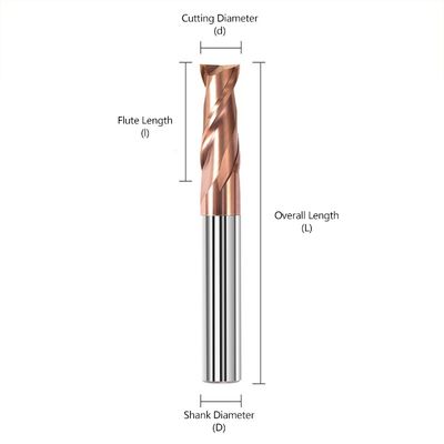 CNC-Fräser mit flachem Grund aus Wolframkarbid mit zwei Schneiden und 55-Grad-Keilnutfräser für Stahl mit nACo4-Beschichtung