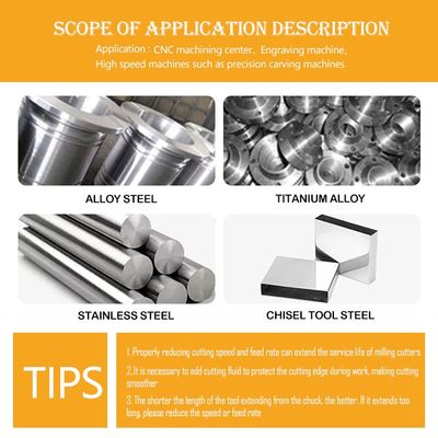 35° Helixwinkel 0,6 µm Korngröße 1-12 mm Schneiddurchmesser Wolframkarbid-Schaftfräser für die CNC-Bearbeitung