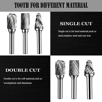 12 Metallring-einzelnes doppeltes geschnittenes Karbid Dreh-Burr File Swivel Shape Type B