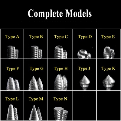 12 Metallring-einzelnes doppeltes geschnittenes Karbid Dreh-Burr File Swivel Shape Type B
